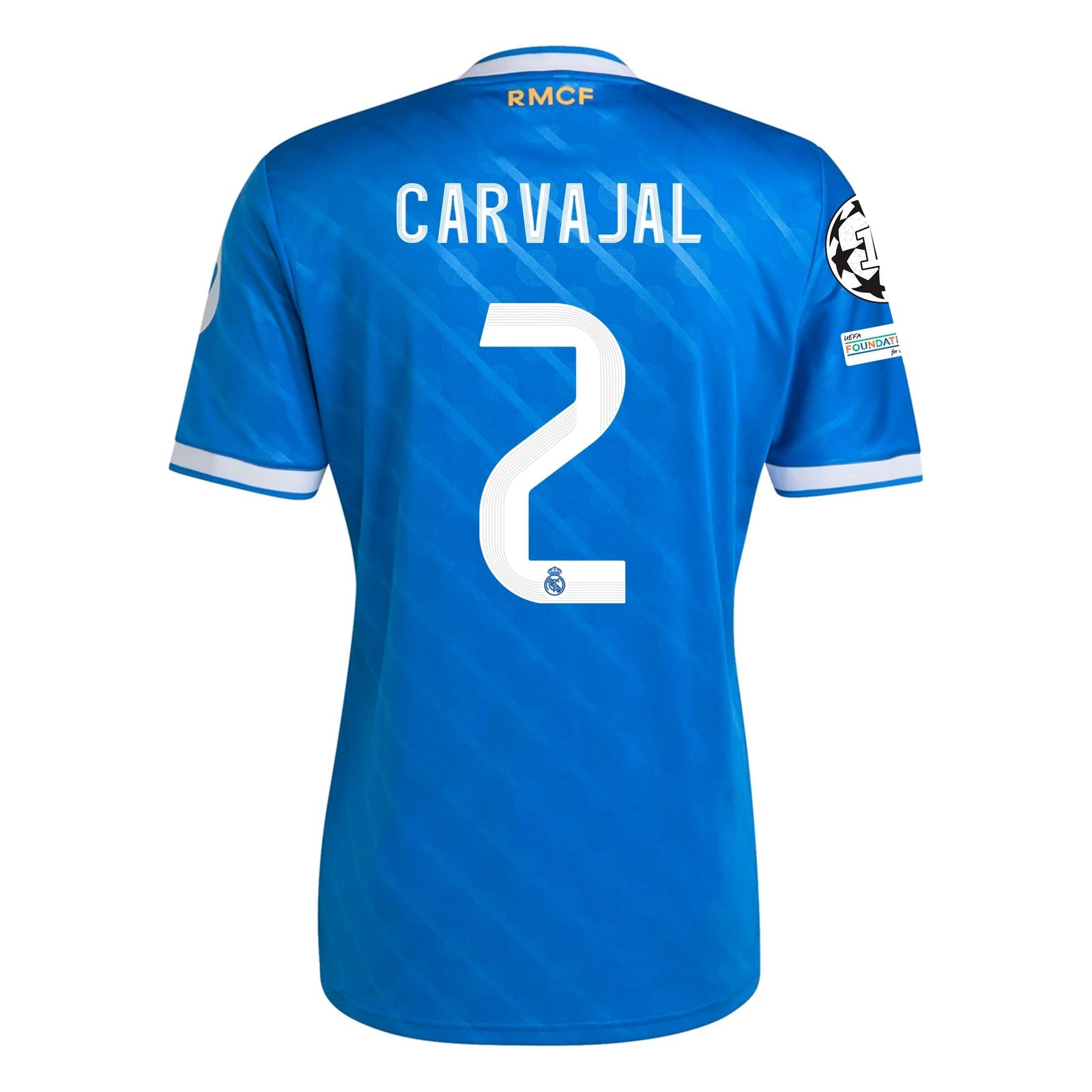 adidas Carvajal Men's Real Madrid Third Jersey 25/26 w/ Champions League Patches (Blue/White) | SoccerWearhouse