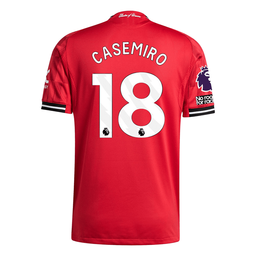 adidas Casemiro Men's Manchester United Authentic Home Jersey 25/26 w/ NRFR + EPL Patch (Red) | SoccerWearhouse