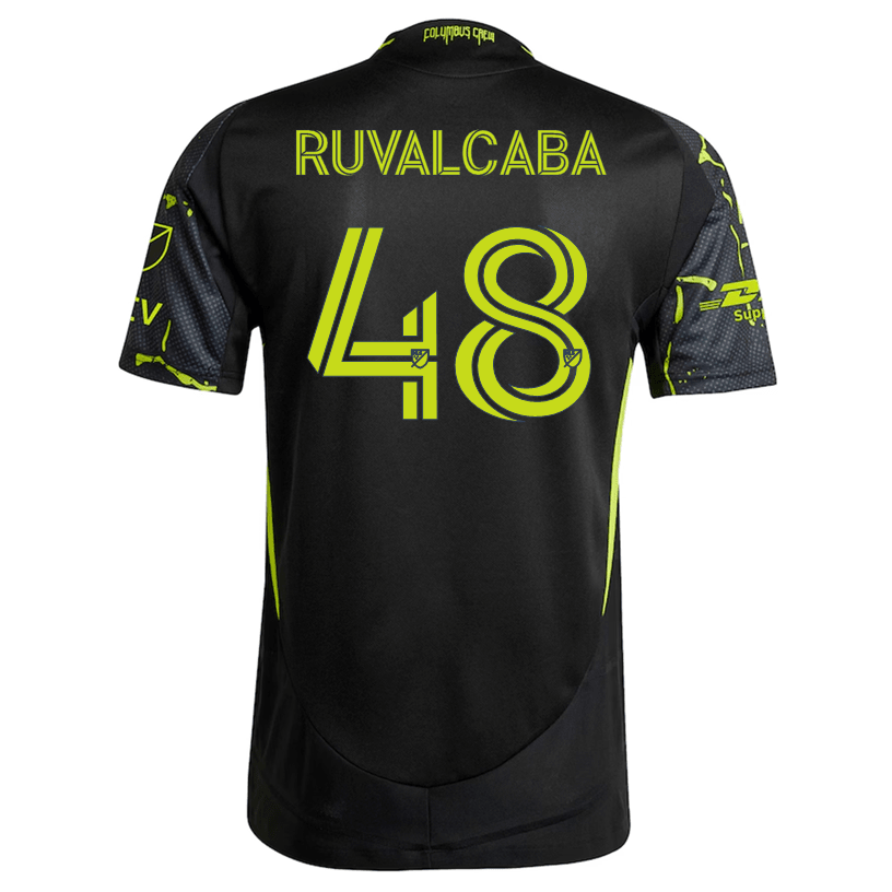 adidas Cesar Ruvalcaba Columbus Crew Authentic Away Jersey w/ MLS Patches 25/26 (Black/Yellow) | SoccerWearhouse