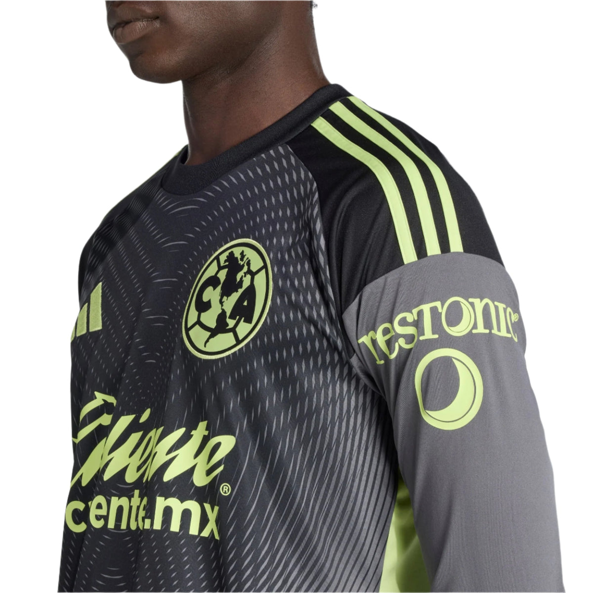 adidas Club América 25/26 Long Sleeve Goalkeeper Jersey (Black/Grey/Lime Green) | SoccerWearhouse