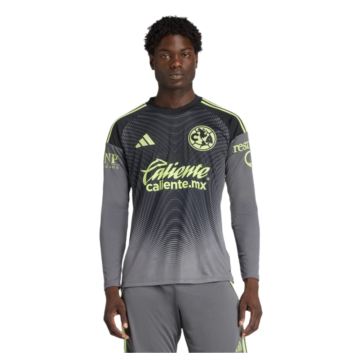 adidas Club América 25/26 Long Sleeve Goalkeeper Jersey (Black/Grey/Lime Green) | SoccerWearhouse
