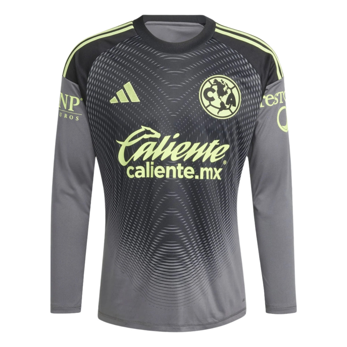 adidas Club América 25/26 Long Sleeve Goalkeeper Jersey (Black/Grey/Lime Green) | SoccerWearhouse