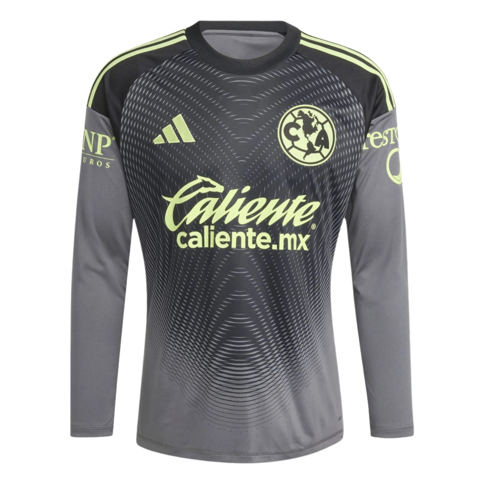 adidas Club América 25/26 Long Sleeve Goalkeeper Jersey (Black/Grey/Lime Green) | SoccerWearhouse