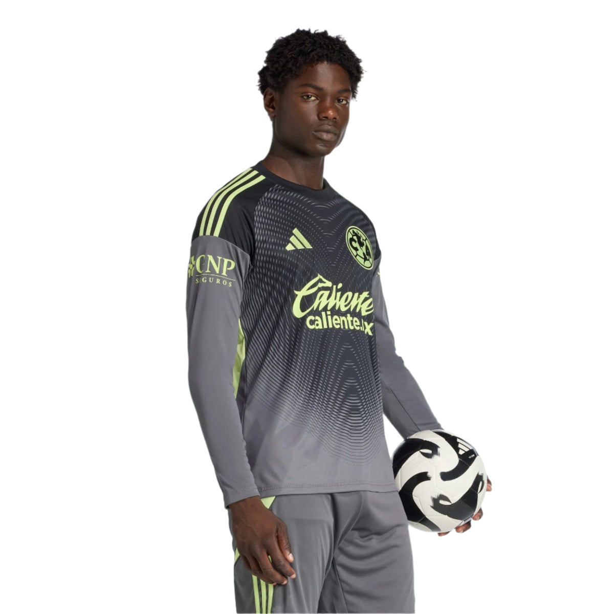 adidas Club América 25/26 Long Sleeve Goalkeeper Jersey (Black/Grey/Lime Green) | SoccerWearhouse