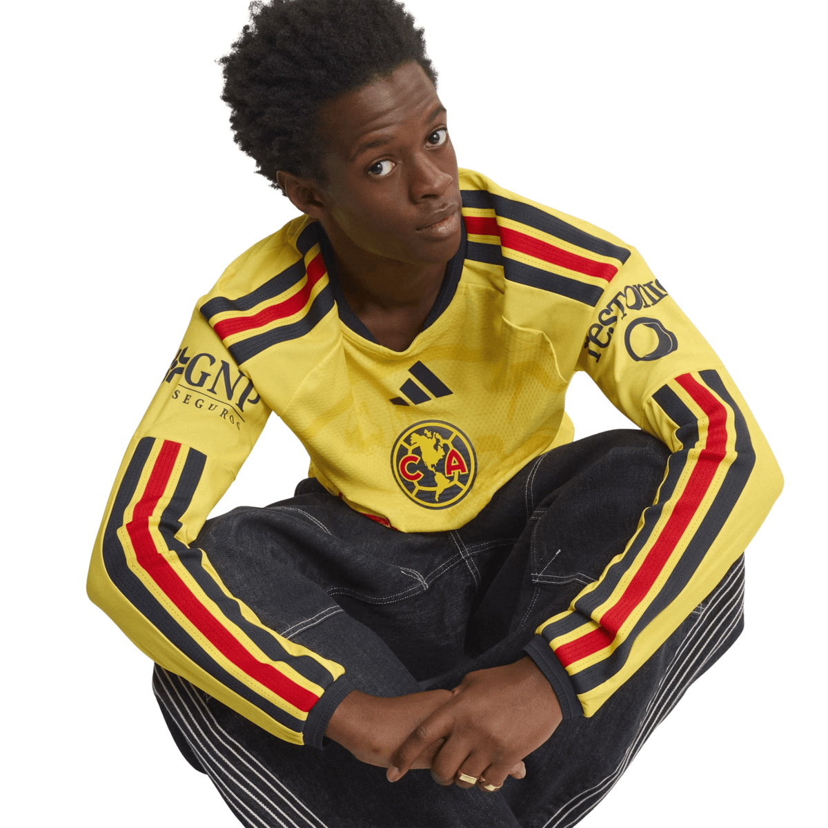 adidas Club América Long Sleeve Authentic Home Jersey 26/27 (Yellow) | SoccerWearhouse