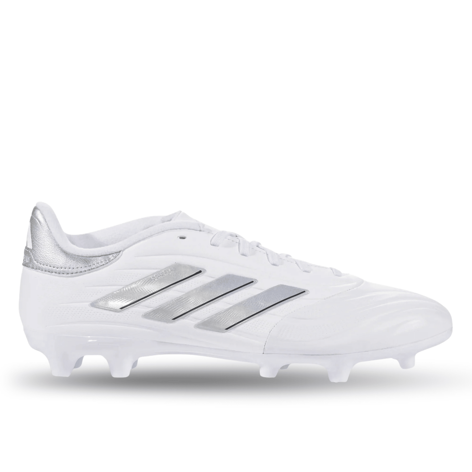 adidas Copa Pure 2 League Firm Ground Soccer Cleats (White/Metallic Silver) | SoccerWearhouse
