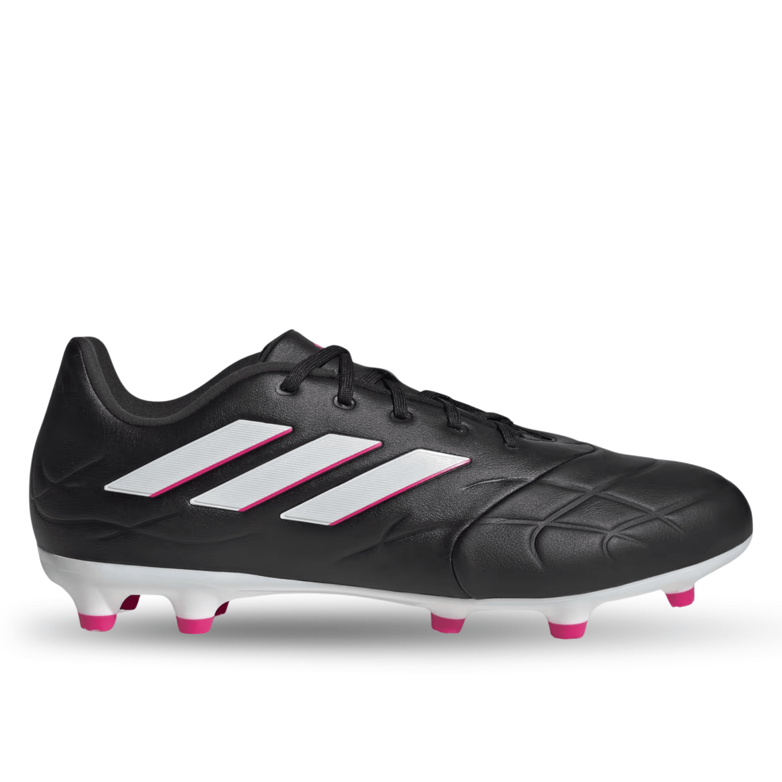 adidas Copa Pure.3 Firm Ground Soccer Cleats (Core Black/White/Pink) | SoccerWearhouse