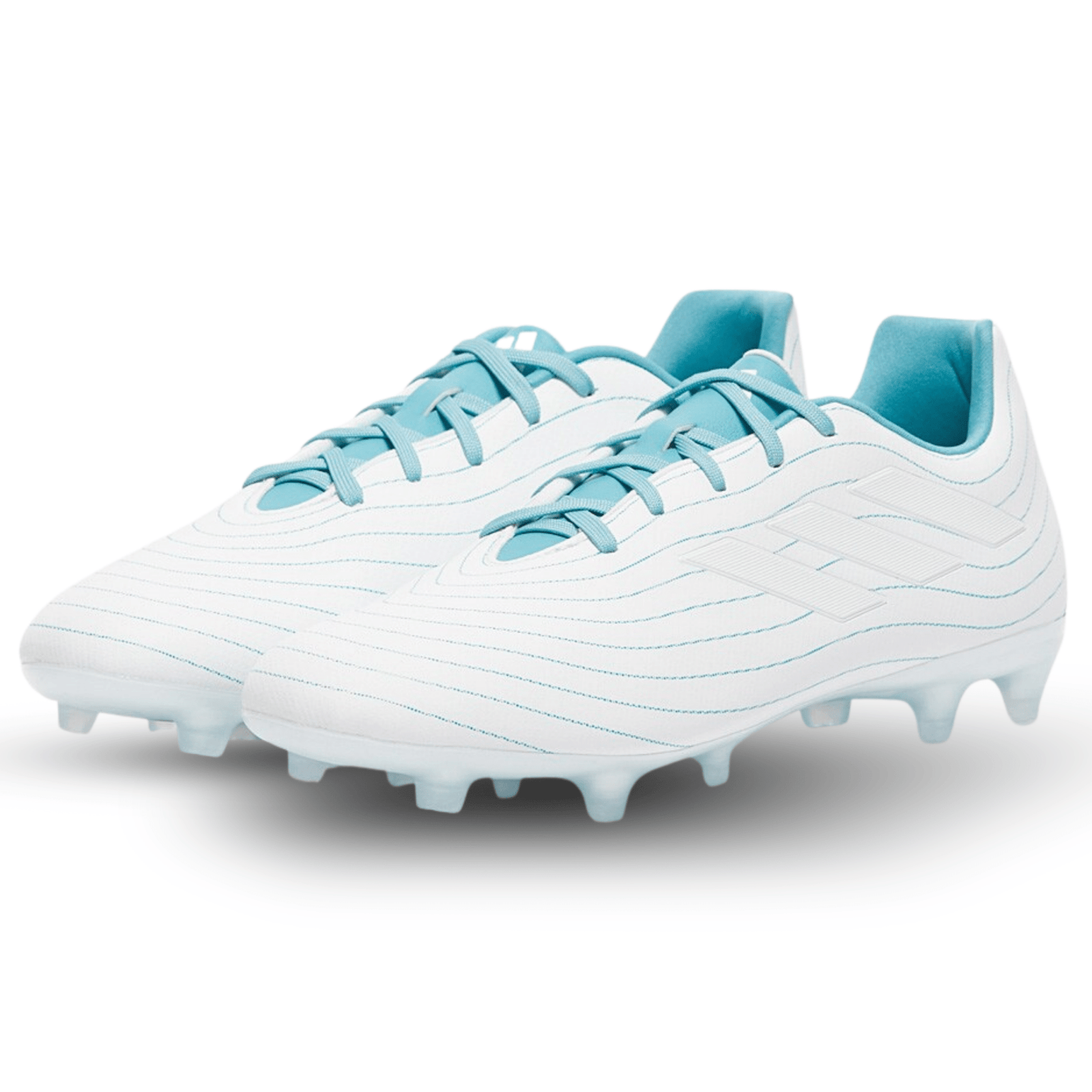 adidas Copa Pure.3 Firm Ground Soccer Cleats (White/Grey Two/Preloved Blue) | SoccerWearhouse