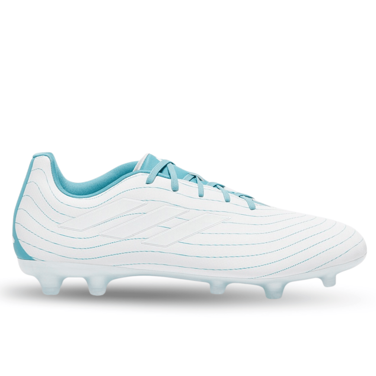 adidas Copa Pure.3 Firm Ground Soccer Cleats (White/Grey Two/Preloved Blue) | SoccerWearhouse