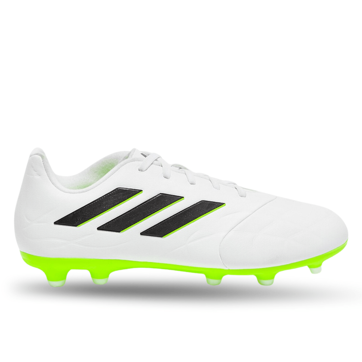 adidas Copa Pure.3 Firm Ground Soccer Cleats (White/Lucid Lemon) | SoccerWearhouse