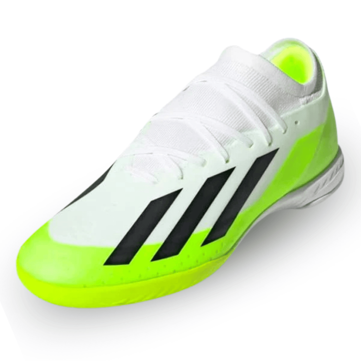 adidas Crazyfast.3 Indoor Shoes (White/Lucid Lemon) | SoccerWearhouse