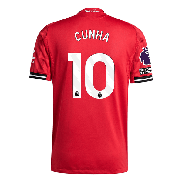 adidas Cunha Men's Manchester United Authentic Home Jersey 25/26 w/ NR