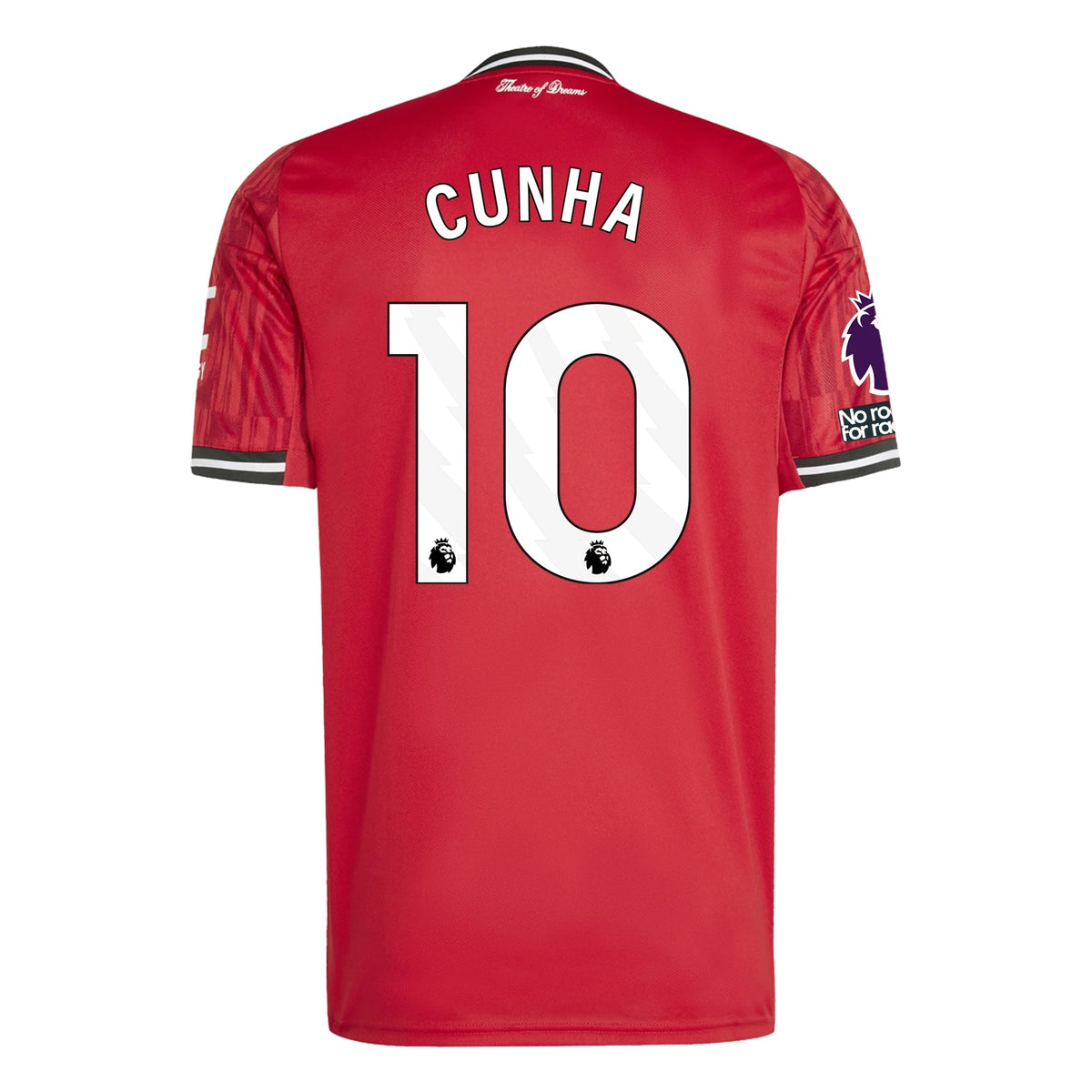adidas Cunha Men's Manchester United Home Jersey 25/26 w/ EPL + NRFR Patches (Red) | SoccerWearhouse