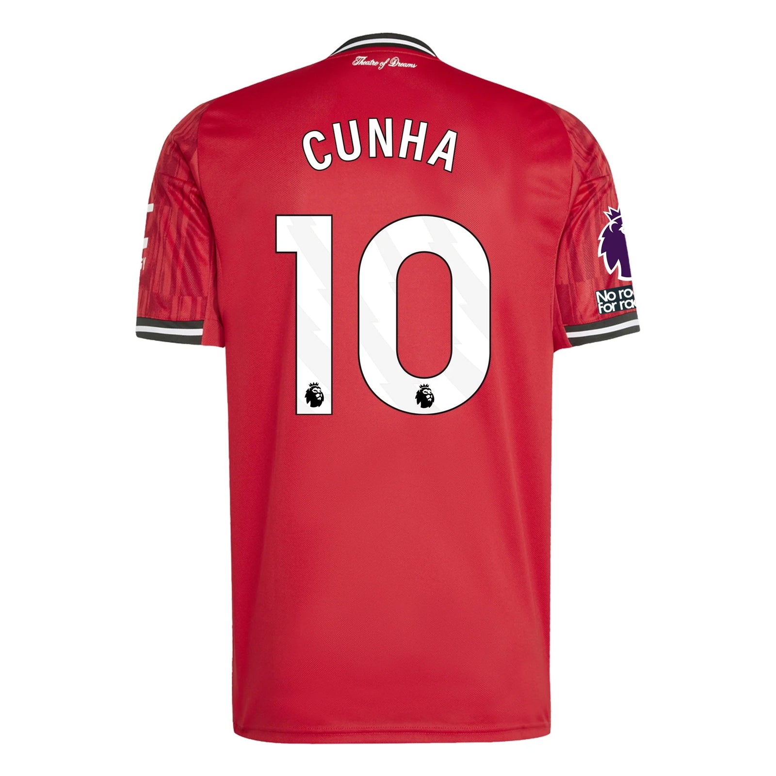 adidas Cunha Men's Manchester United Home Jersey 25/26 w/ EPL + NRFR Patches (Red) | SoccerWearhouse