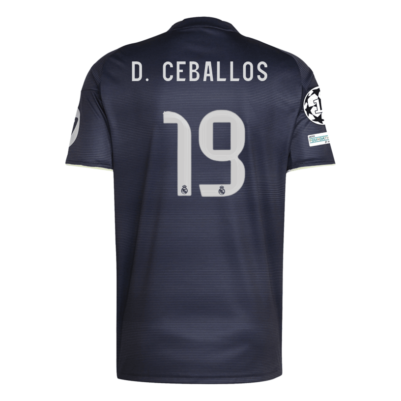 adidas D. Ceballos Real Madrid 25/26 Away Jersey w/ Champions League Patches (Legend Ink) | SoccerWearhouse