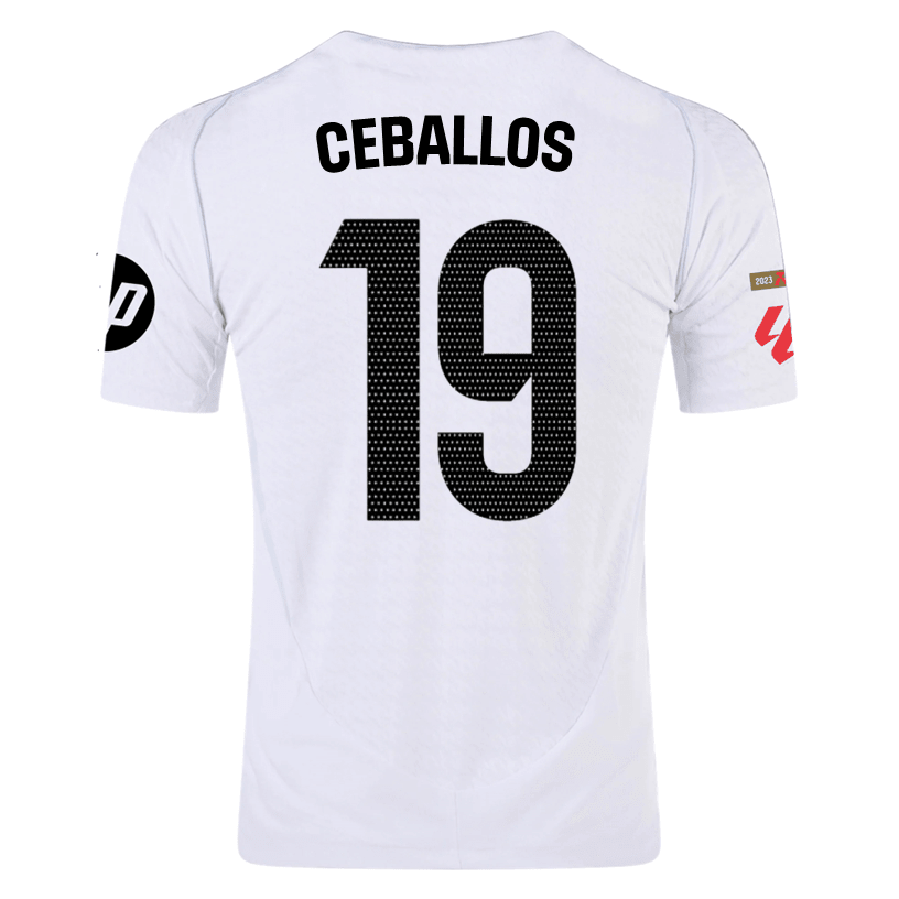 adidas D. Ceballos Real Madrid Authentic Home Jersey w/ La Liga Patches 24/25 (White/Black) | SoccerWearhouse