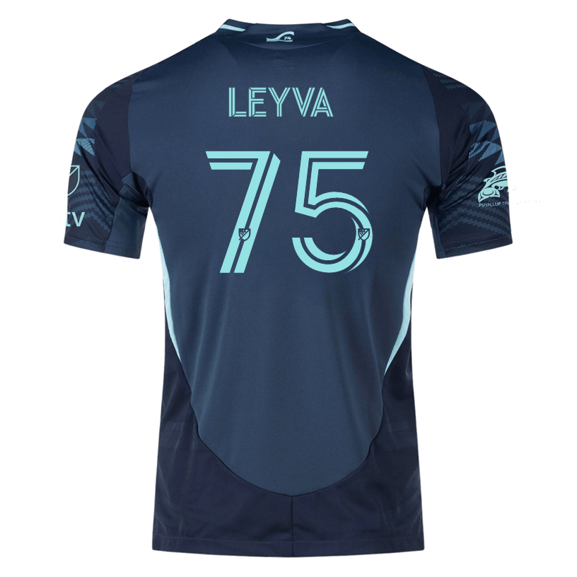 adidas D. Leyva Seattle Sounders Authentic Away Jersey 25/26 w/ MLS Patches & Sponsor (Aura Ink) | SoccerWearhouse