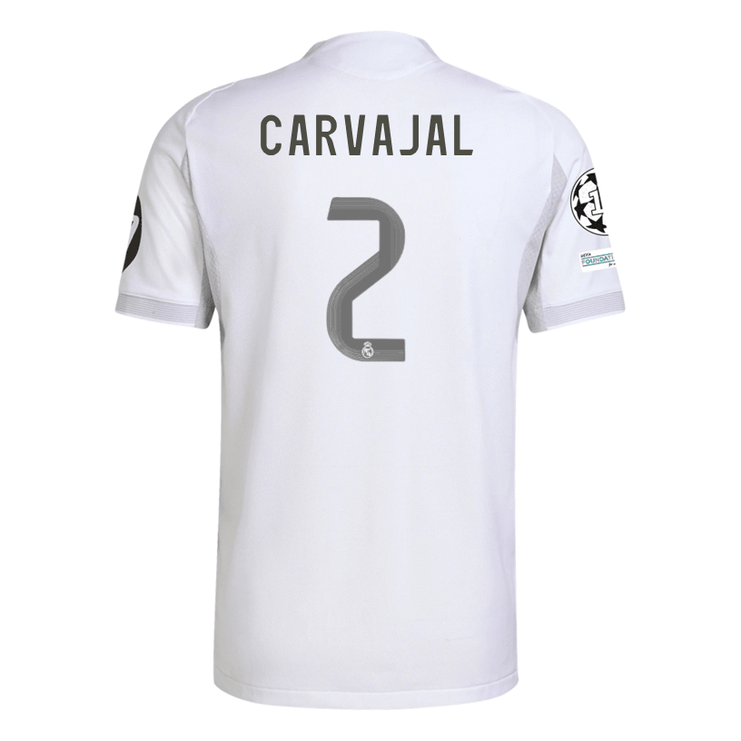 adidas Daniel Carvajal Ramos Real Madrid 25/26 Home Jersey w/ Champions League Patches (White) | SoccerWearhouse