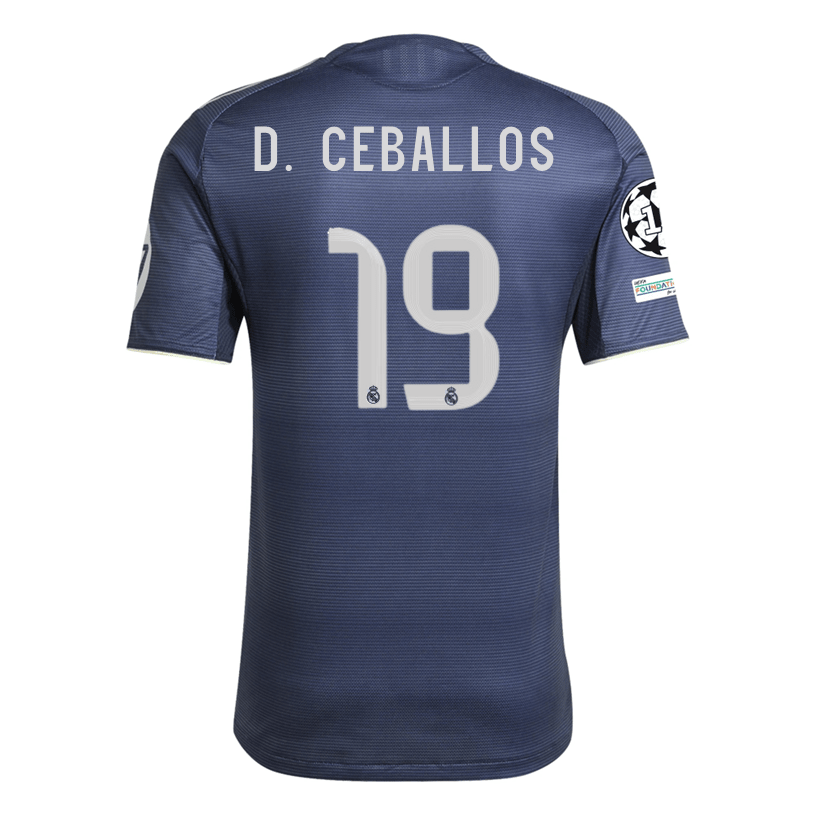 adidas Daniel Ceballos Fernández Real Madrid Authentic Away Jersey 25/26 w/ Champions League Patches (Legend Ink | SoccerWearhouse