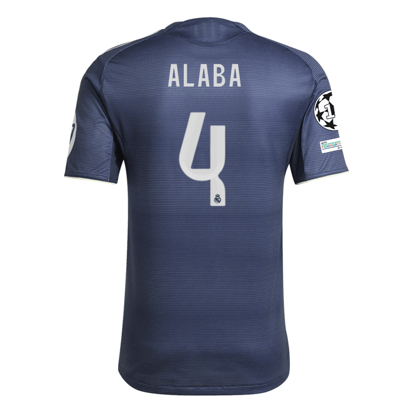adidas David Alaba Real Madrid Authentic Away Jersey 25/26 w/ Champion