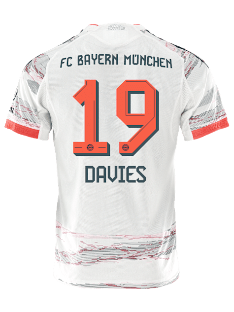 adidas Davies Authentic Away Jersey 25/26 w/ Sponsor + Meister Bundesliga Patch (White/Red) | SoccerWearhouse