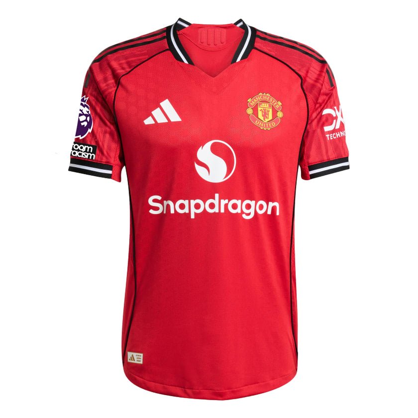 adidas De Ligt Men's Manchester United Authentic Home Jersey 25/26 w/ NRFR + EPL Patch (Red) (Copy) | SoccerWearhouse