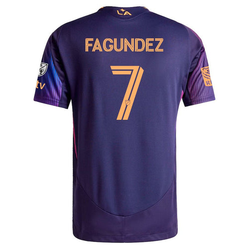 adidas Diego Fagundez LA Galaxy Authentic Away Jersey w/ MLS + Apple TV + RBC Sponsor 25/26 (Purple) - M