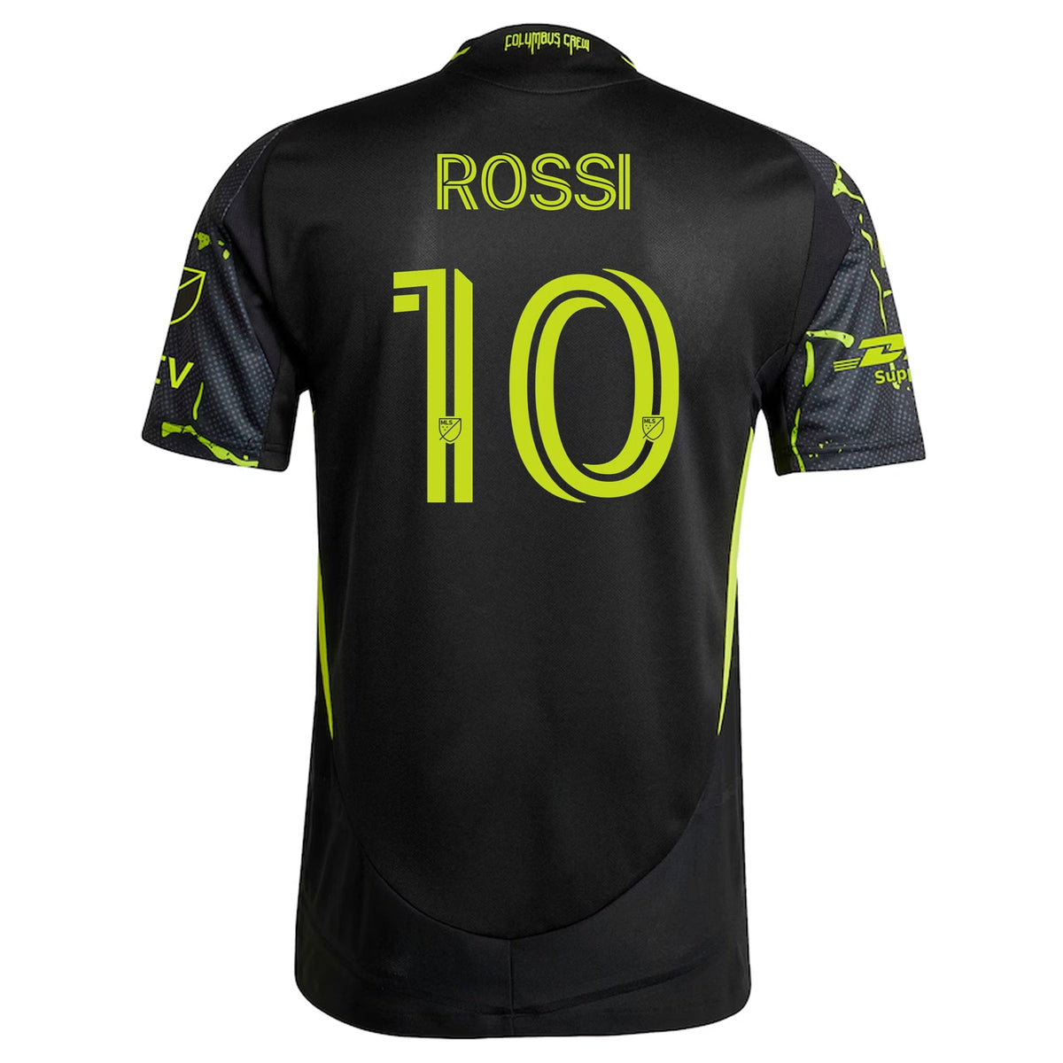 adidas Diego Rossi Columbus Crew Authentic Away Jersey w/ MLS Patches 25/26 (Black/Yellow) | SoccerWearhouse