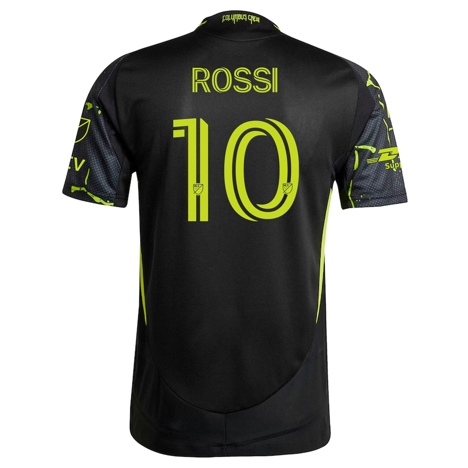 adidas Diego Rossi Columbus Crew Authentic Away Jersey w/ MLS Patches 25/26 (Black/Yellow) | SoccerWearhouse