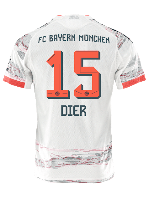 adidas Dier Authentic Away Jersey 25/26 w/ Sponsor + Meister Bundesliga Patch (White/Red) | SoccerWearhouse