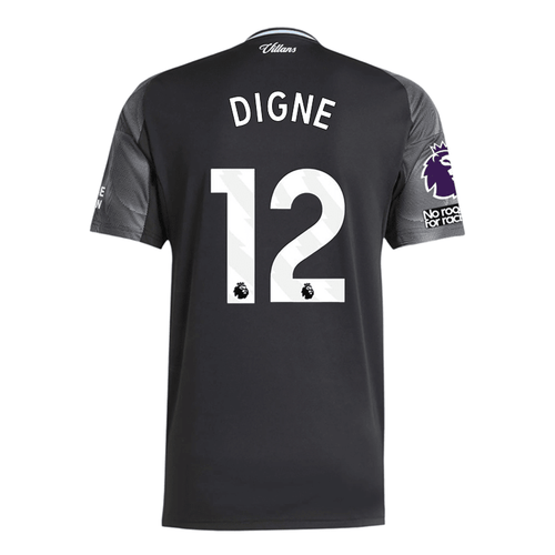 adidas Digne Men's Aston Villa 25/26 Away Jersey w/ EPL + NRFR Patches (Black/Global Blue) - S