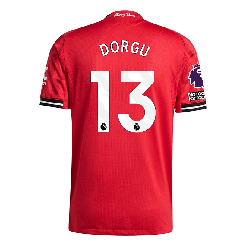 adidas Dorgu Men's Manchester United Authentic Home Jersey 25/26 w/ NRFR + EPL Patch (Red) | SoccerWearhouse