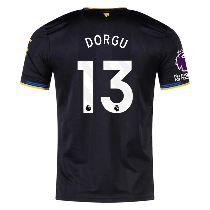 adidas Dorgu Men's Manchester United Authentic Third Jersey 25/26 w/ NRFR + EPL Patches (Black) | SoccerWearhouse