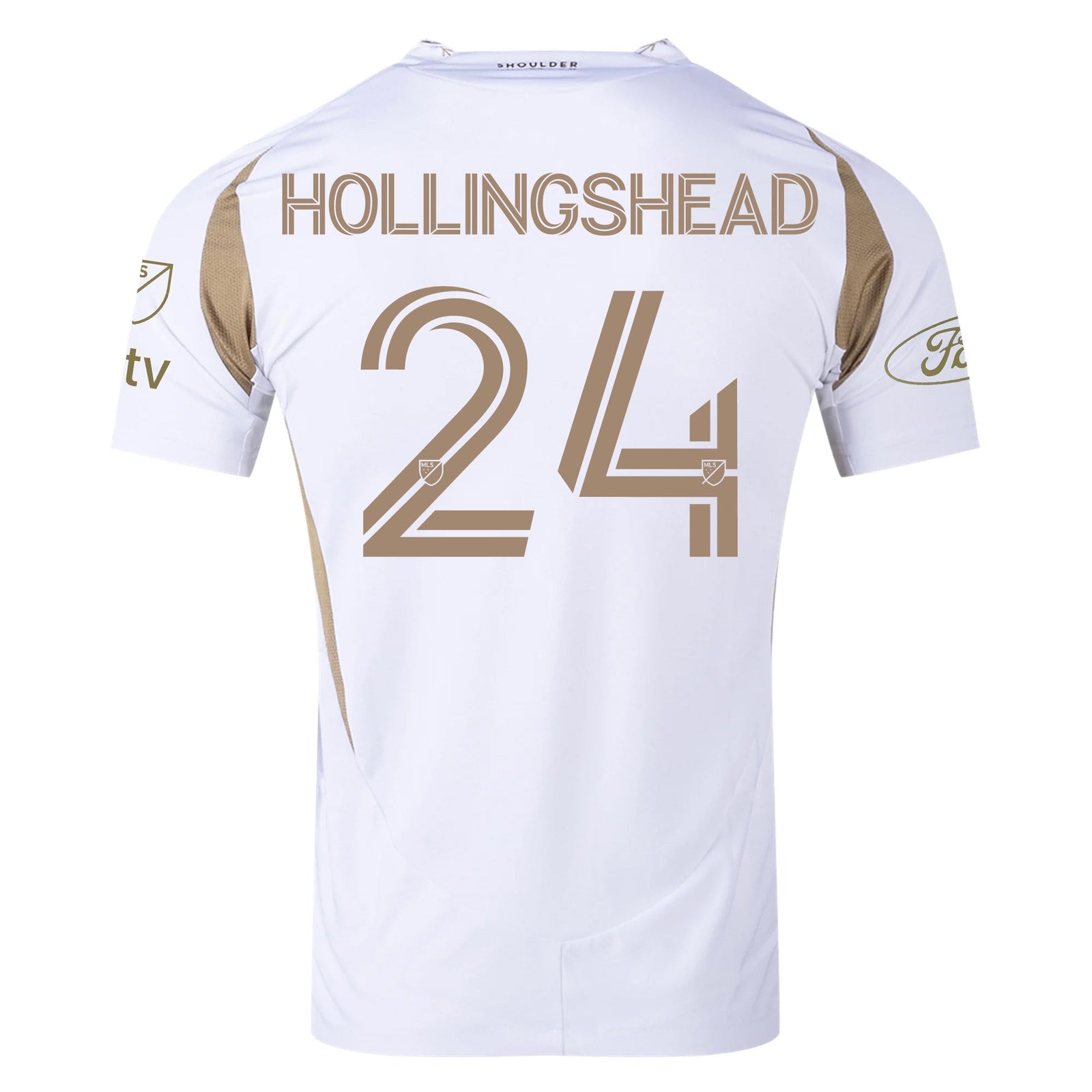 adidas Eddie Segura LAFC Authentic Away Jersey w/ MLS + Apple + Ford Logo 25/26 (White/Gold) | SoccerWearhouse