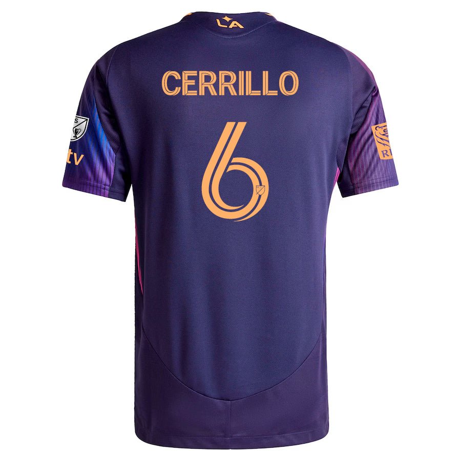 adidas Edwin Cerrillo LA Galaxy Authentic Away Jersey w/ MLS + Apple TV + RBC Sponsor 25/26 (Purple) | SoccerWearhouse