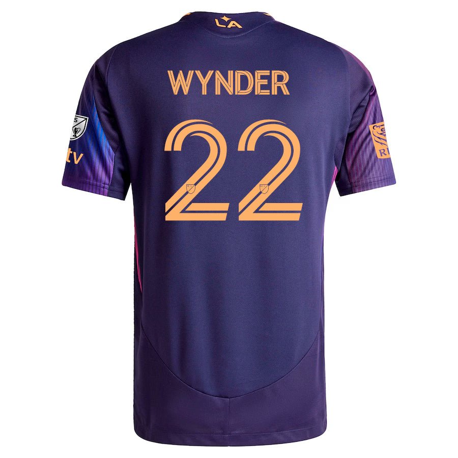 adidas Elijah Wynder LA Galaxy Authentic Away Jersey w/ MLS + Apple TV + RBC Sponsor 25/26 (Purple) | SoccerWearhouse