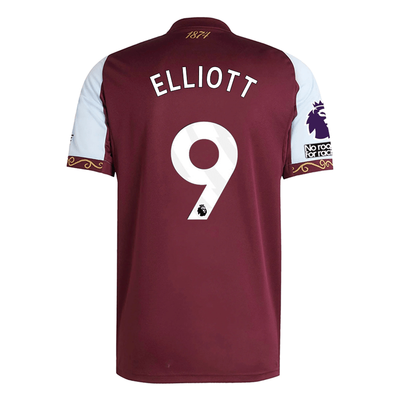 adidas Elliott Men's Aston Villa Home Jersey 25/26 w/ NRFR + EPL Patches (Maroon/Blue) | SoccerWearhouse