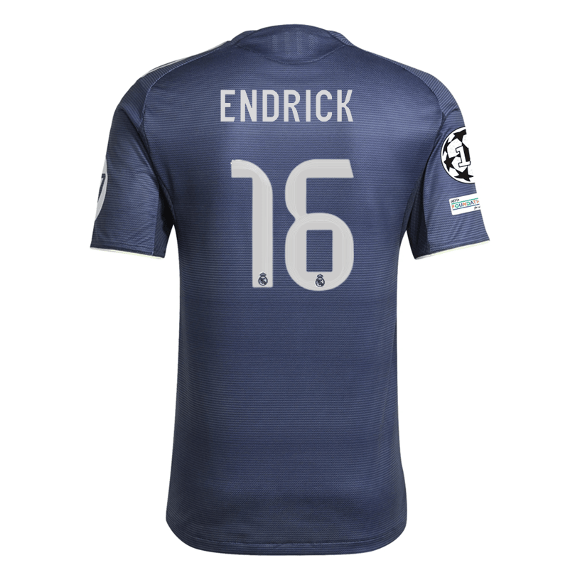 adidas Endrick Real Madrid Authentic Away Jersey 25/26 w/ Champions League Patches (Legend Ink | SoccerWearhouse