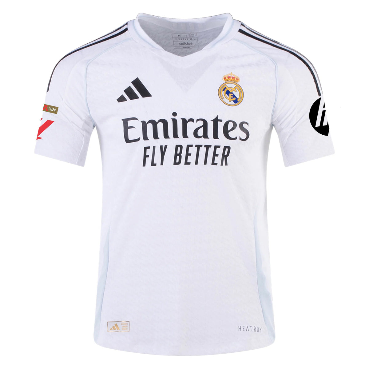 adidas Endrick Real Madrid Authentic Home Jersey w/ La Liga Patches 24/25 (White/Black) | SoccerWearhouse