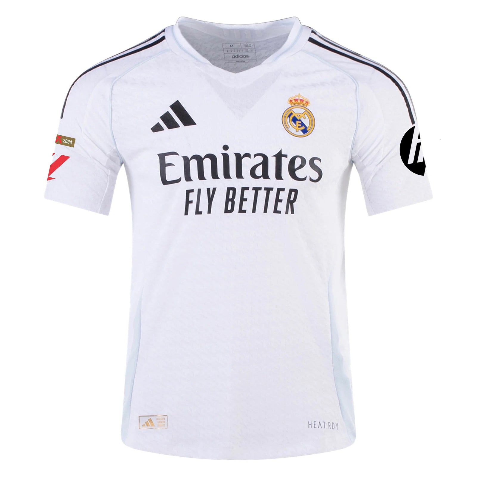 adidas Mbappé Real Madrid Authentic Home Jersey w/ La Liga Patches 24/25 (White/Black) | SoccerWearhouse