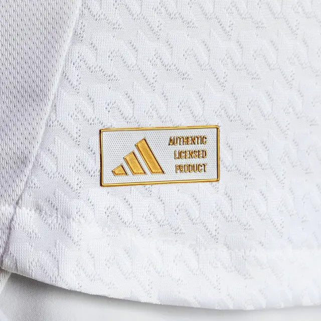 adidas Endrick Real Madrid Authentic Home Jersey w/ La Liga Patches 24/25 (White/Black) | SoccerWearhouse