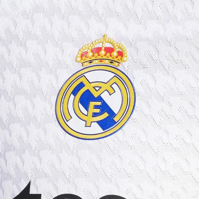 adidas Endrick Real Madrid Authentic Home Jersey w/ La Liga Patches 24/25 (White/Black) | SoccerWearhouse