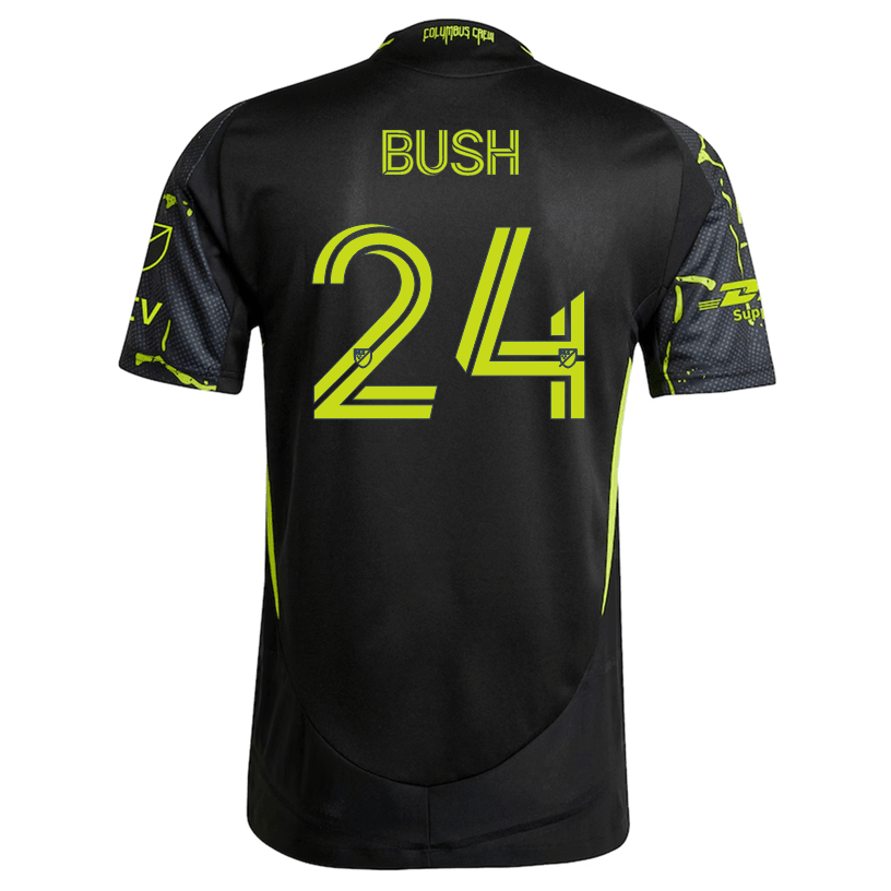 adidas Evan Bush Columbus Crew Authentic Away Jersey w/ MLS Patches 25/26 (Black/Yellow) | SoccerWearhouse