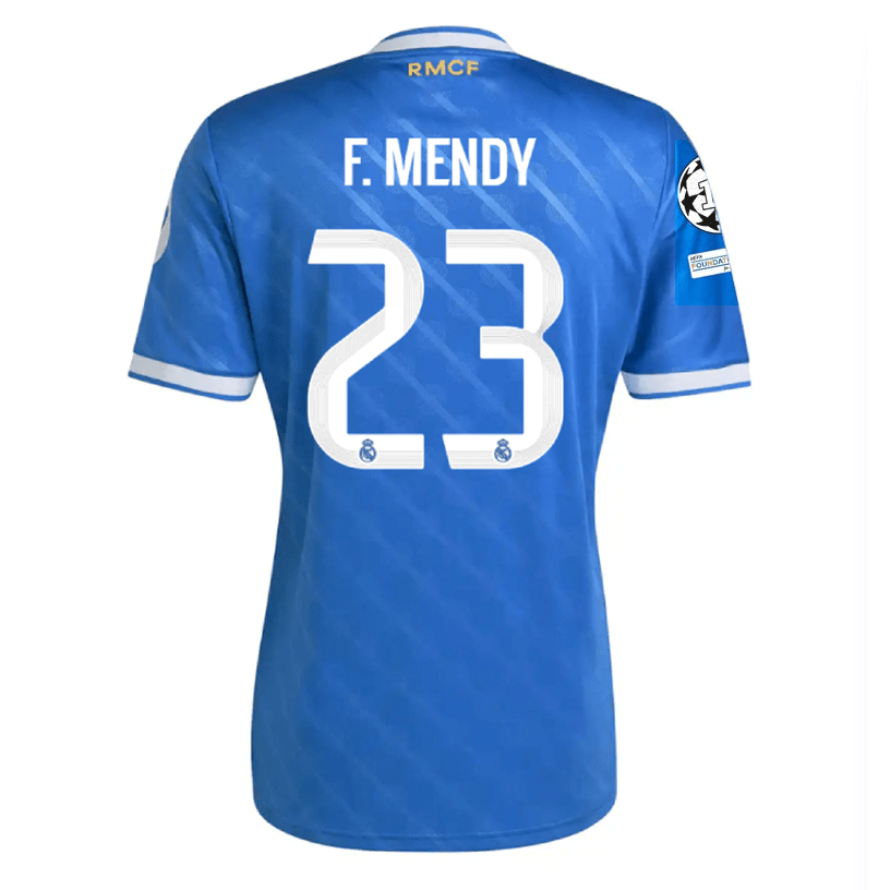 adidas F. Mendy Men's Real Madrid Third Jersey 25/26 w/ Champions League Patches (Blue/White) | SoccerWearhouse