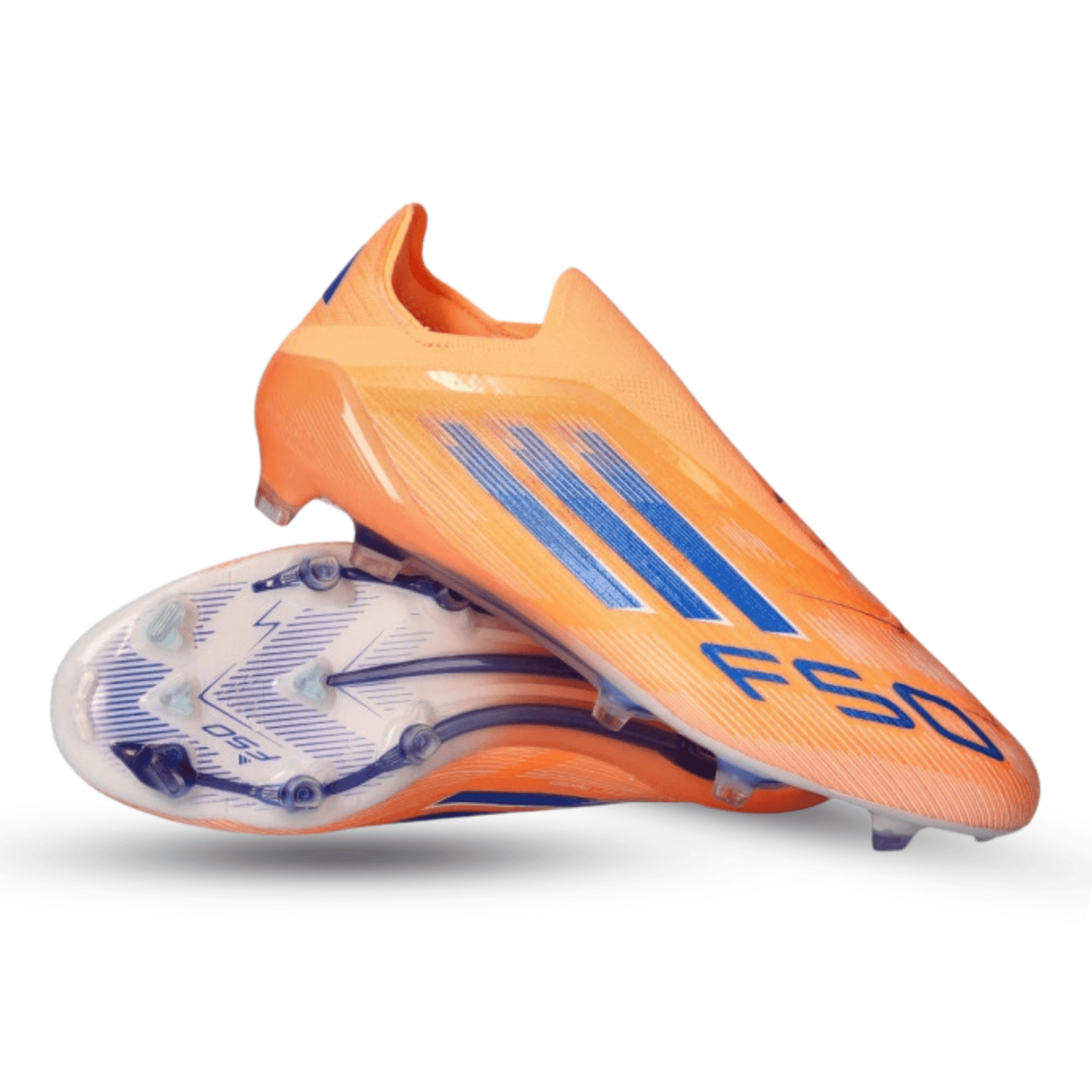 adidas F50 Elite Lace Less Firm Ground Soccer Cleats (Orange/Lucid Blue/White) | SoccerWearhouse