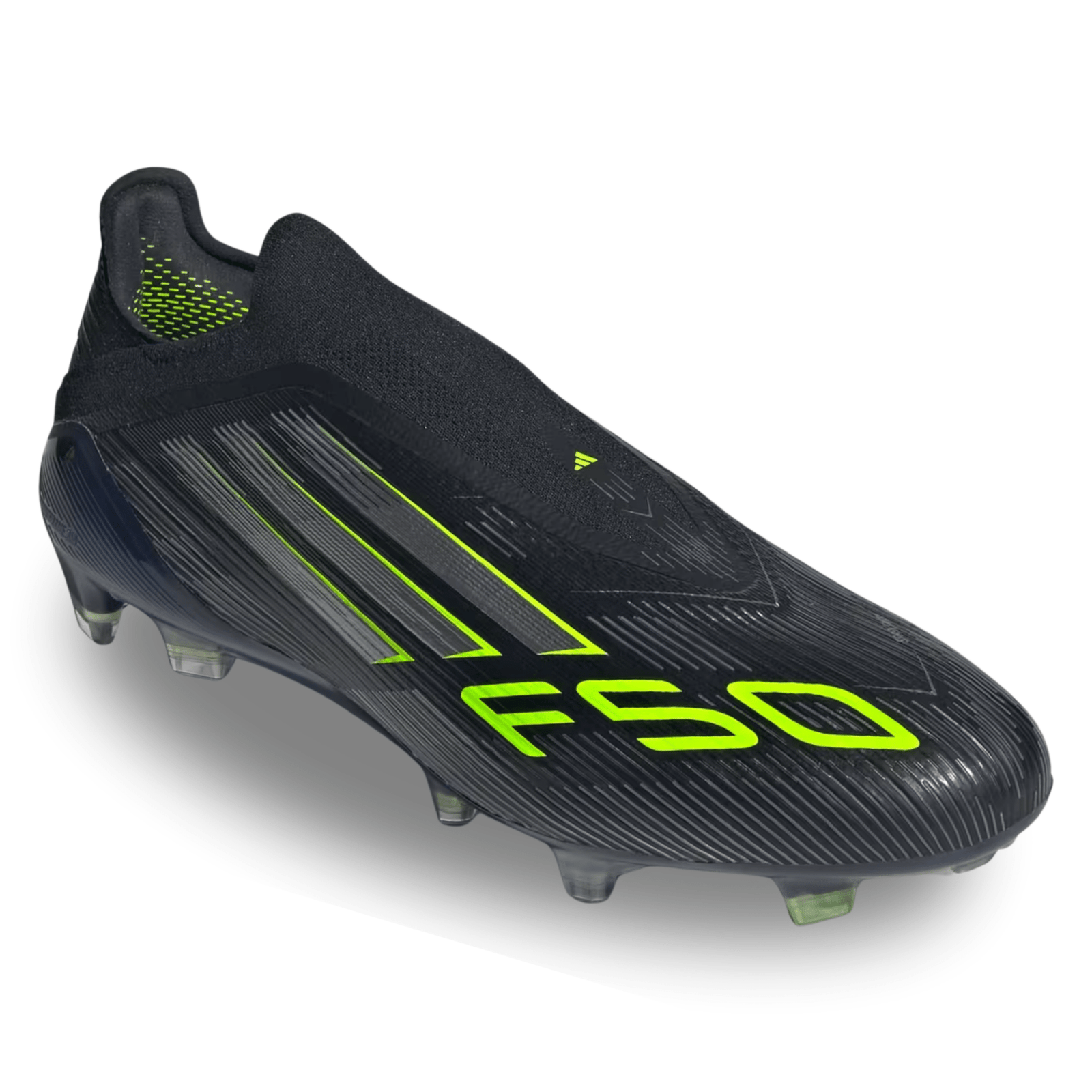 adidas F50 Elite Laceless Firm Ground Soccer Cleats (Black/Iron Metallic/Lucid Lemon) | SoccerWearhouse