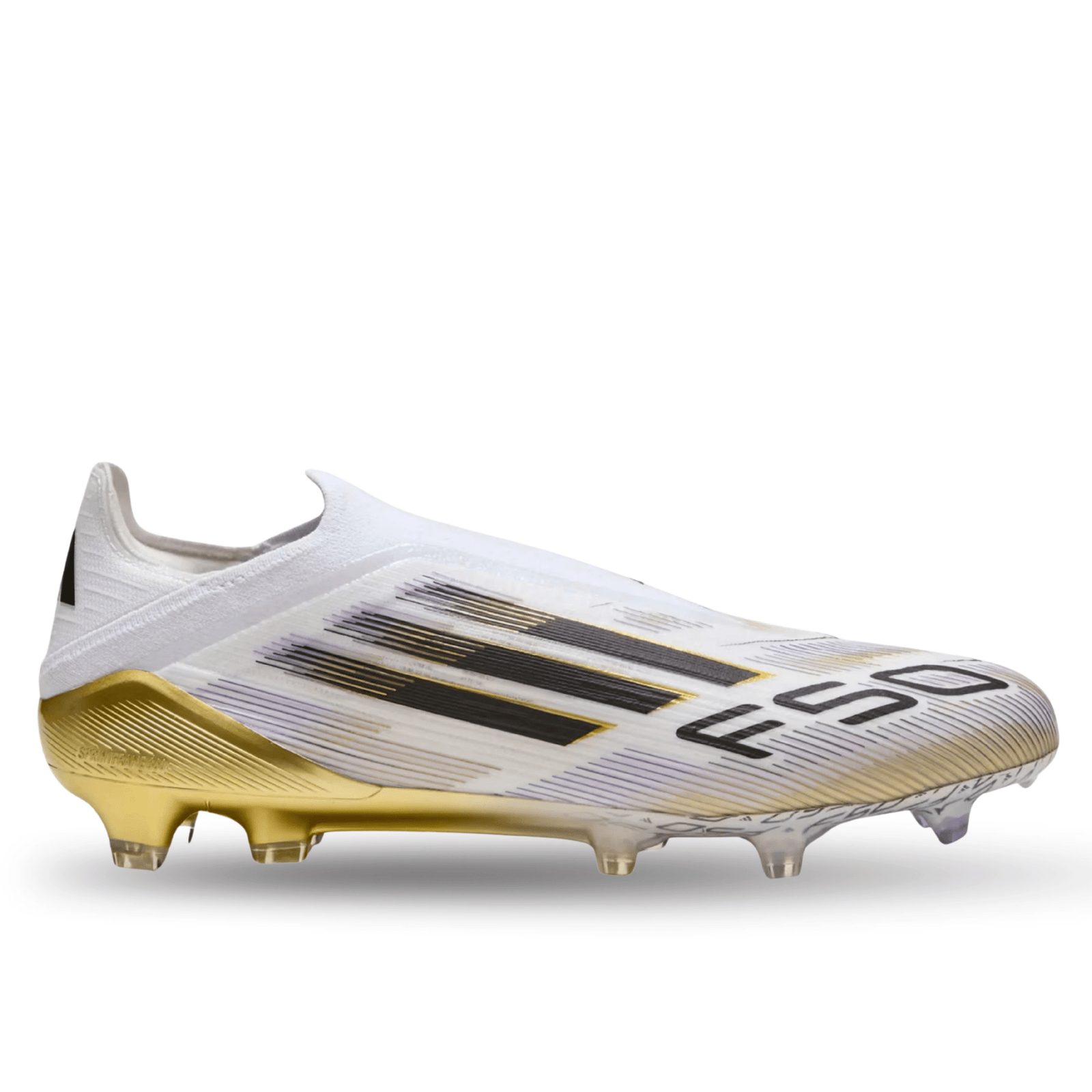adidas F50 Elite Laceless Firm Ground Soccer Cleats (White/Black/Metallic Gold) | SoccerWearhouse