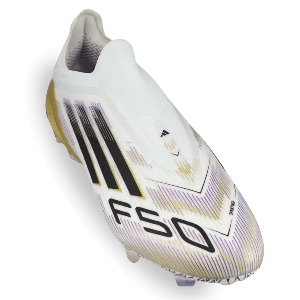 adidas F50 Elite Laceless Firm Ground Soccer Cleats (White/Black/Metallic Gold) | SoccerWearhouse