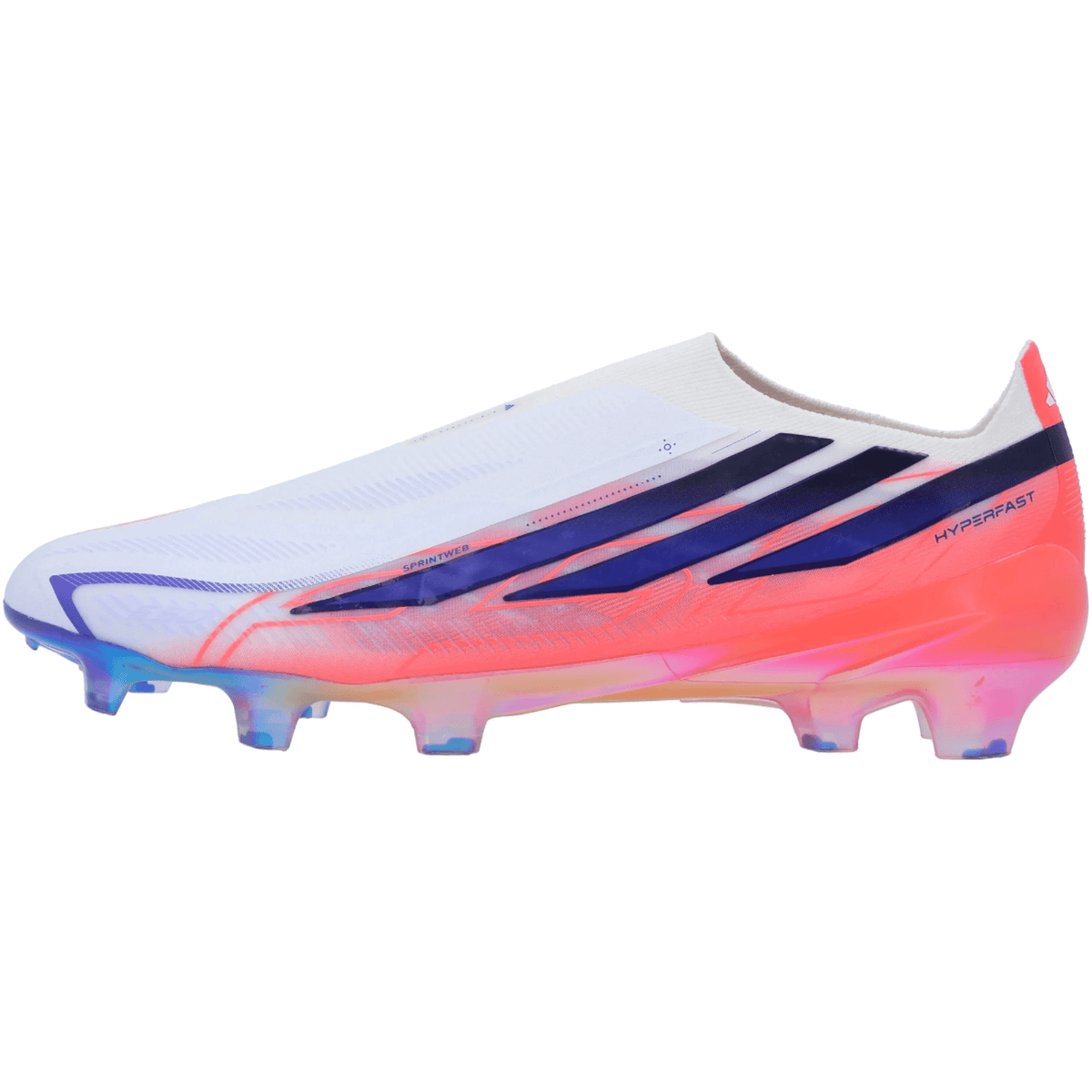 adidas F50 Hyperfast Elite Laceless Firm Ground Soccer Cleats (White/Solar Purple/Solar Turbo) | SoccerWearhouse