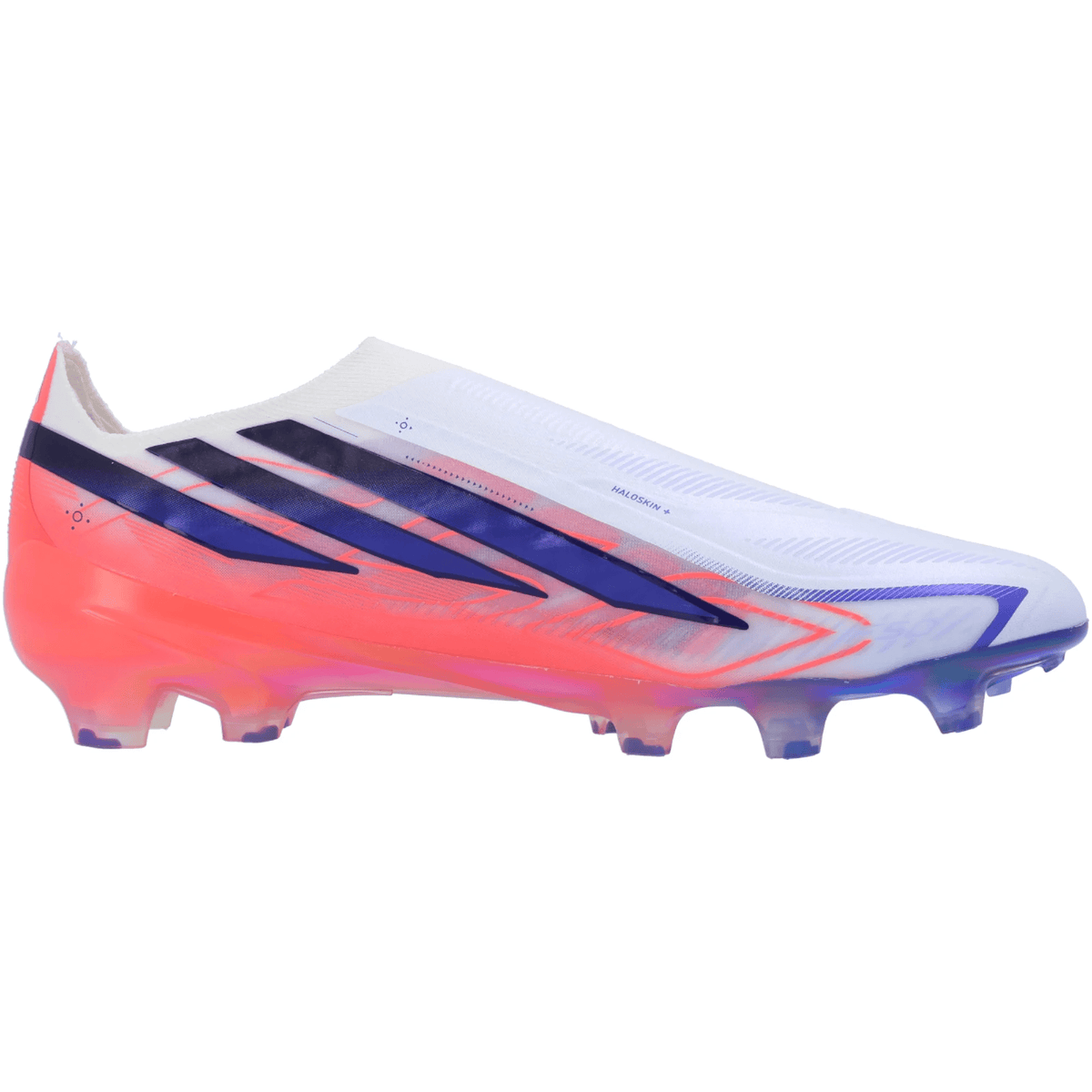 adidas F50 Hyperfast Elite Laceless Firm Ground Soccer Cleats (White/Solar Purple/Solar Turbo) | SoccerWearhouse